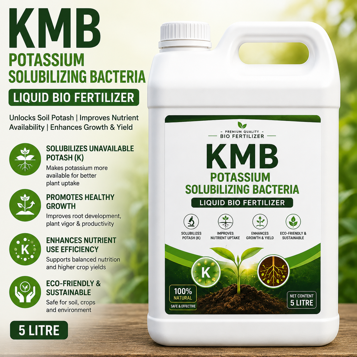 5 Litre KMB Liquid Bio Fertilizer (Potassium Mobilizing Bacteria)