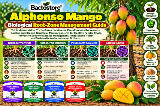 Alphonso Mango Biological Root-Zone Management Guide | Trichoderma viride, Trichoderma harzianum, Pseudomonas fluorescens, Bacillus subtilis and Beneficial Microorganisms for Healthy Feeder Roots
