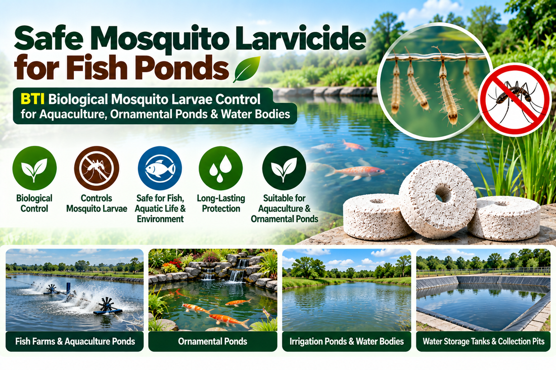 Safe Mosquito Larvicide for Fish Ponds | BTI Biological Mosquito Larvae Control for Aquaculture, Ornamental Ponds & Water Bodies