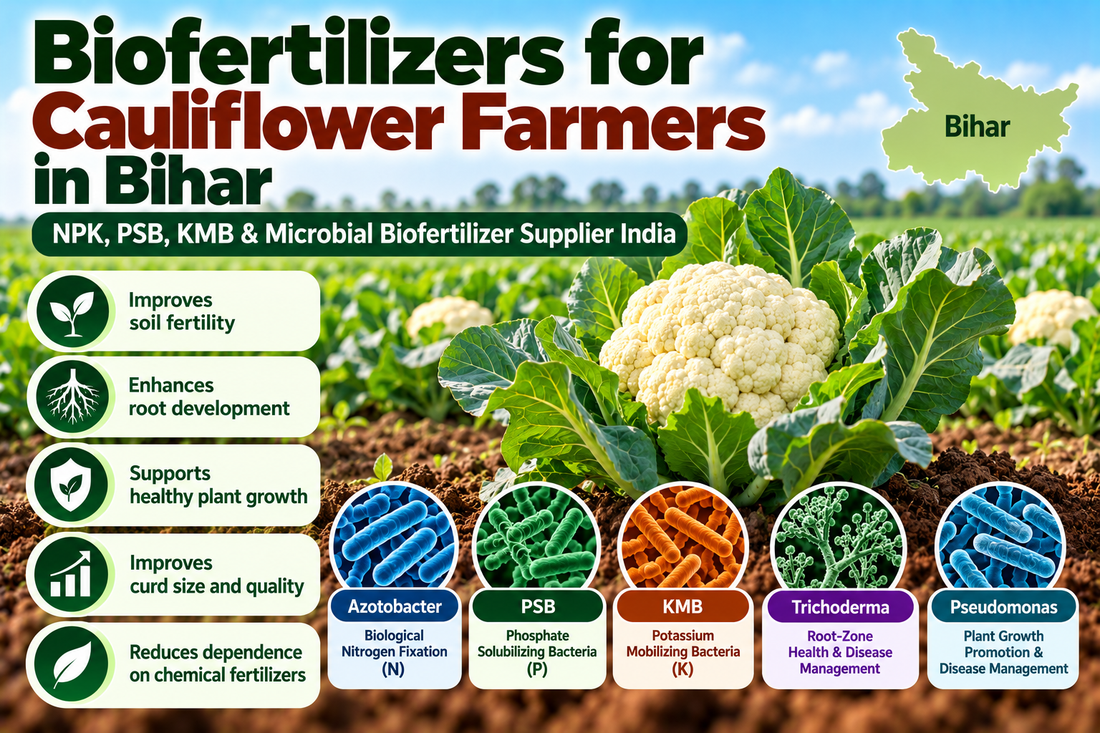 Biofertilizers for Cauliflower Farmers in Bihar | NPK, PSB, KMB & Microbial Biofertilizer Supplier India