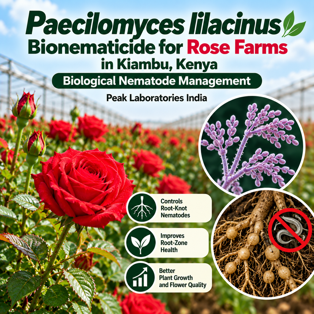 Paecilomyces lilacinus Bionematicide for Rose Farms in Kiambu, Kenya | Biological Nematode Management | Peak Laboratories India