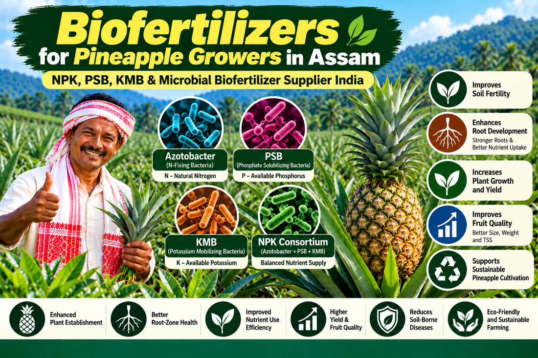 Biofertilizers for Pineapple Growers in Assam | NPK, PSB, KMB & Microbial Biofertilizer Supplier India