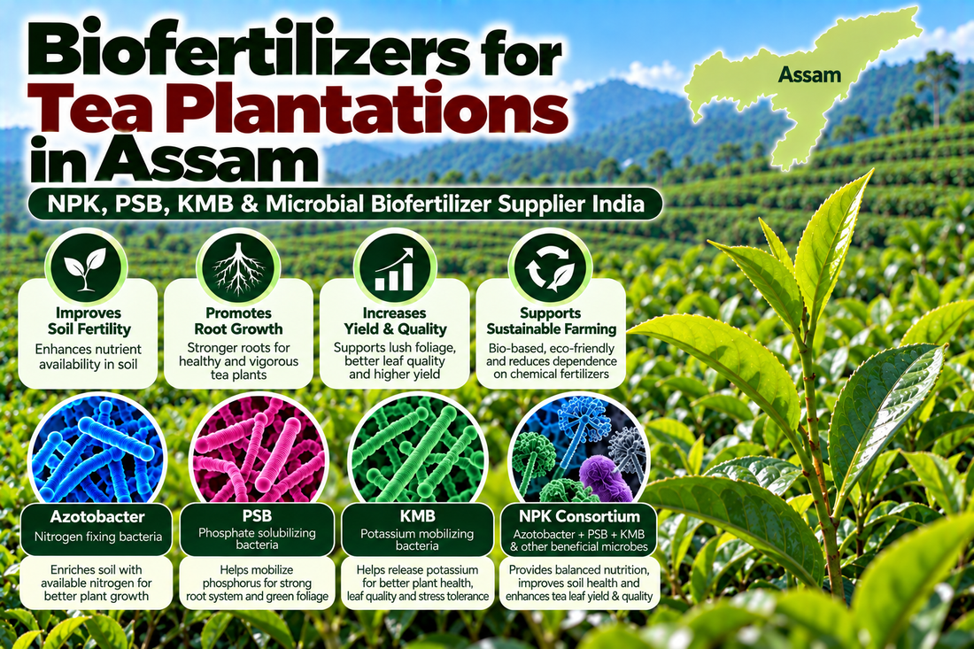 Biofertilizers for Tea Plantations in Assam | NPK, PSB, KMB & Microbial Biofertilizer Supplier India