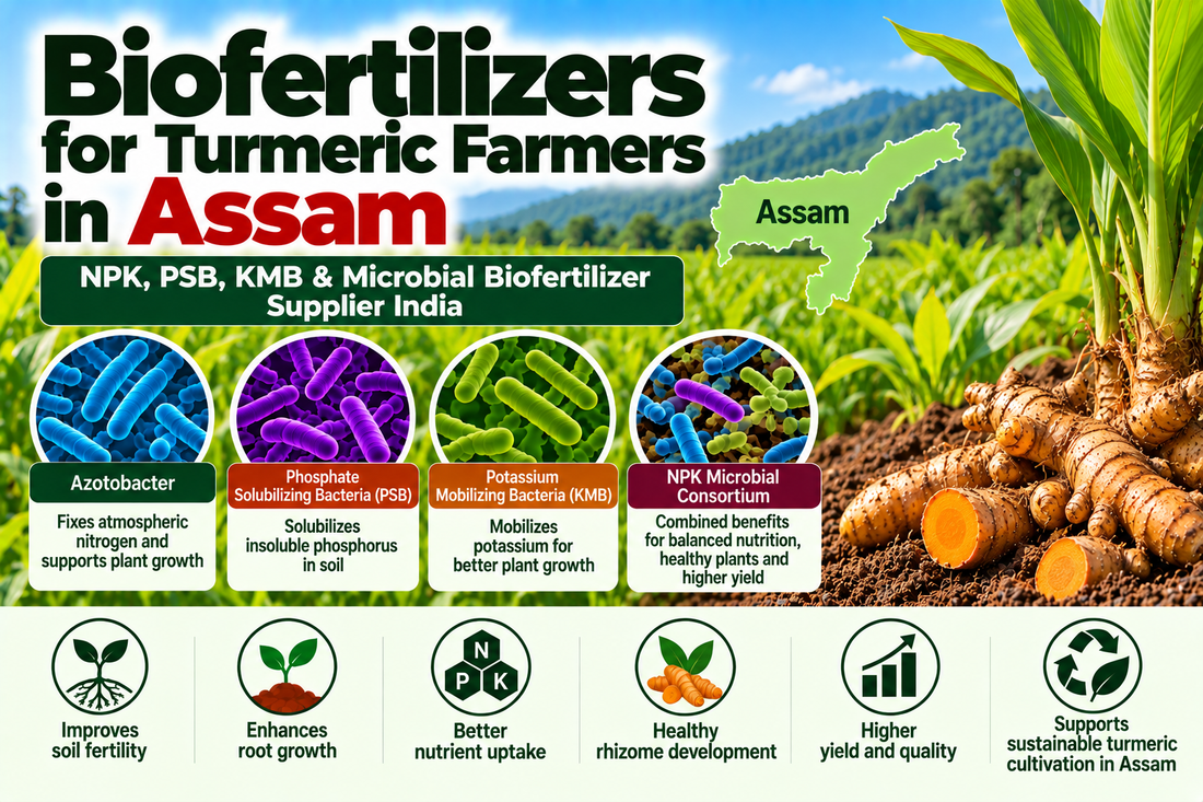 Biofertilizers for Turmeric Farmers in Assam | NPK, PSB, KMB & Microbial Biofertilizer Supplier India