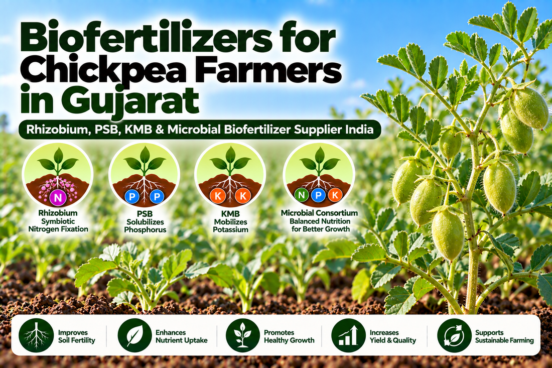 Biofertilizers for Chickpea Farmers in Gujarat | Rhizobium, PSB, KMB & Microbial Biofertilizer Supplier India