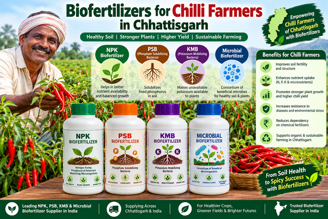 Biofertilizers for Chilli Farmers in Chhattisgarh | NPK, PSB, KMB & Microbial Biofertilizer Supplier India