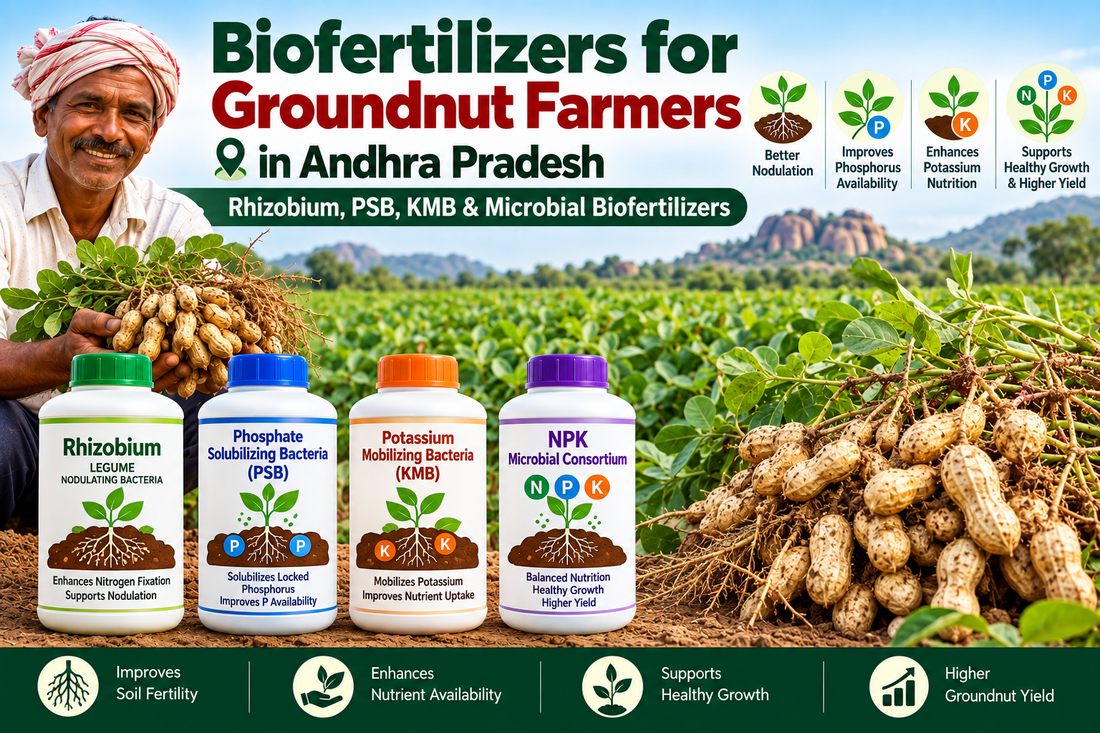 Biofertilizers for Groundnut Farmers in Andhra Pradesh | Rhizobium, PSB, KMB & Microbial Biofertilizers