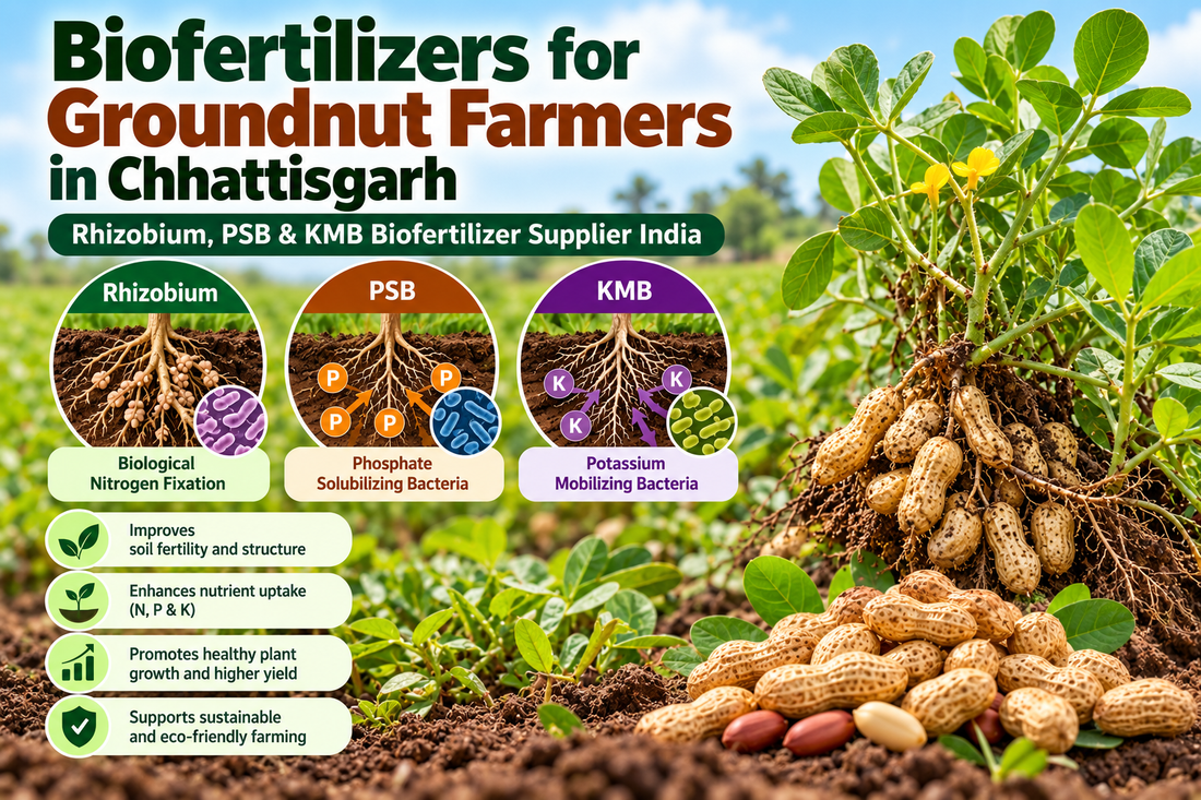 Biofertilizers for Groundnut Farmers in Chhattisgarh | Rhizobium, PSB & KMB Biofertilizer Supplier India