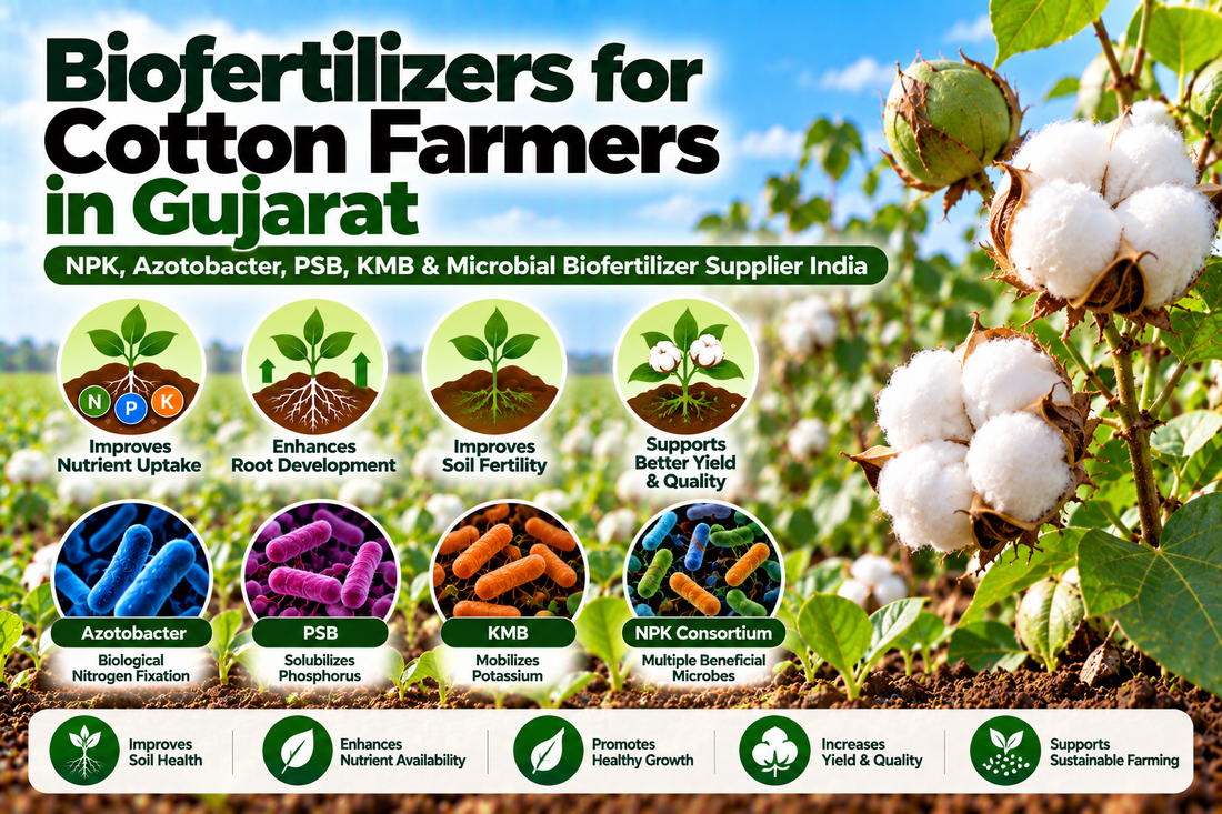 Biofertilizers for Cotton Farmers in Gujarat | NPK, Azotobacter, PSB, KMB & Microbial Biofertilizer Supplier India