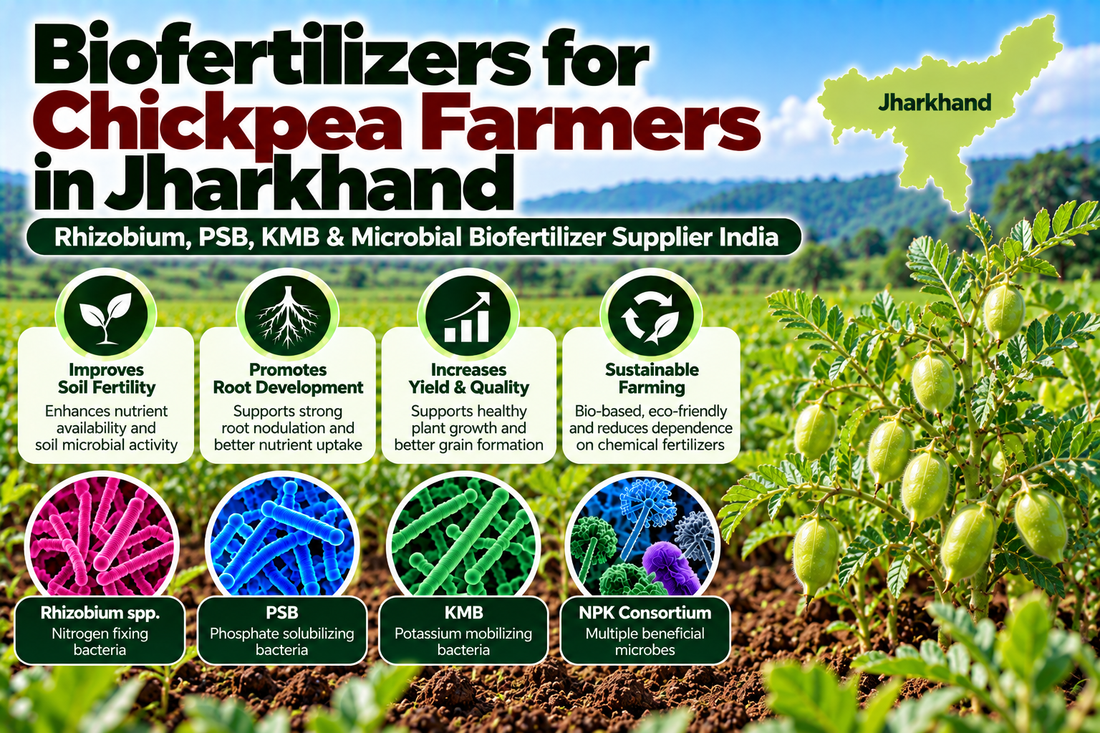 Biofertilizers for Chickpea Farmers in Jharkhand | Rhizobium, PSB, KMB & Microbial Biofertilizer Supplier India