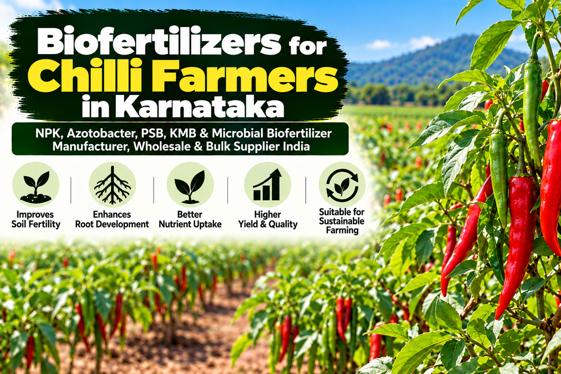 Biofertilizers for Chilli Farmers in Karnataka | NPK, Azotobacter, PSB, KMB & Microbial Biofertilizer Manufacturer, Wholesale & Bulk Supplier India