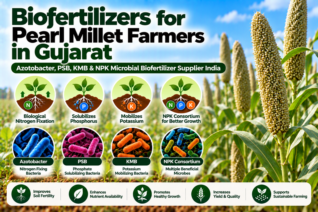 Biofertilizers for Pearl Millet Farmers in Gujarat | Azotobacter, PSB, KMB & NPK Microbial Biofertilizer Supplier India