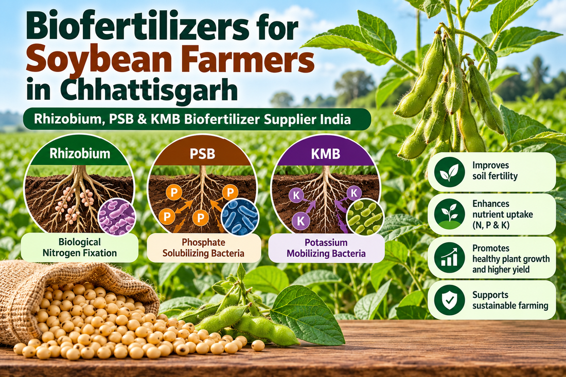 Biofertilizers for Soybean Farmers in Chhattisgarh | Rhizobium, PSB & KMB Biofertilizer Supplier India
