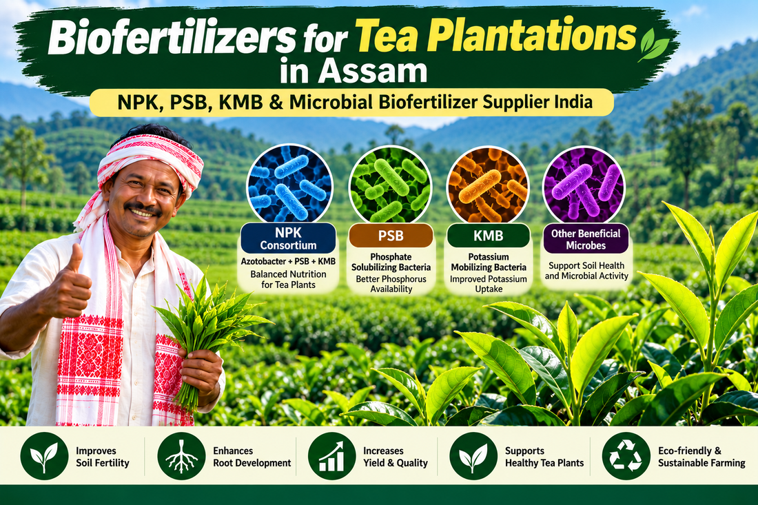 Biofertilizers for Tea Plantations in Assam | NPK, PSB, KMB & Microbial Biofertilizer Supplier India