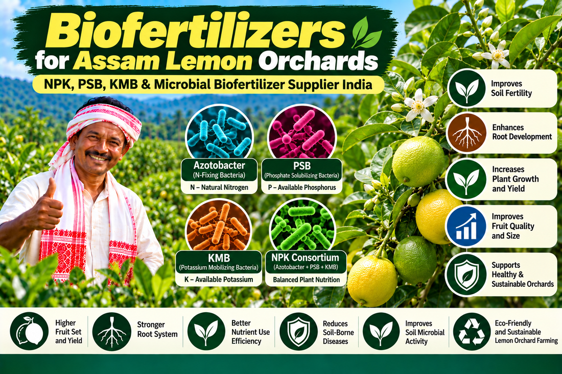 Biofertilizers for Assam Lemon Orchards | NPK, PSB, KMB & Microbial Biofertilizer Supplier India