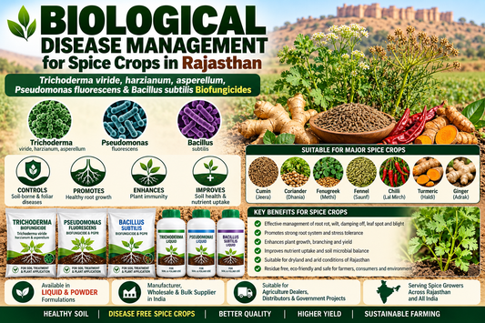 Biological Disease Management for Spice Crops in Rajasthan | Trichoderma viride, harzianum, asperellum, Pseudomonas fluorescens & Bacillus subtilis Biofungicides