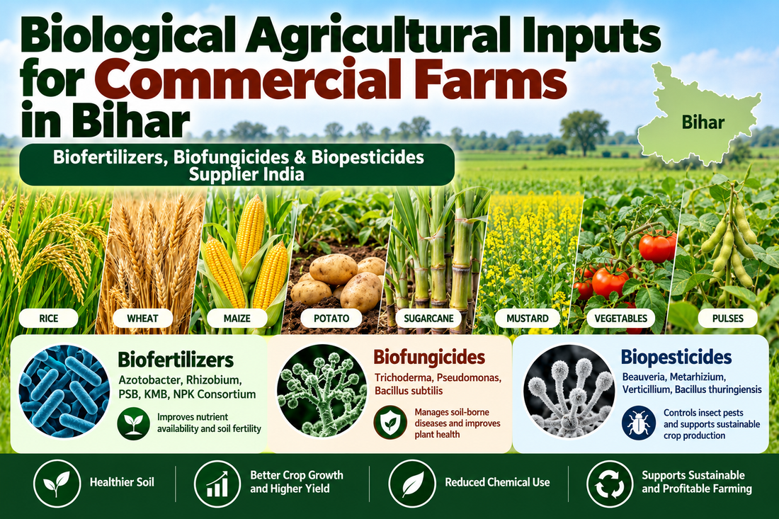 Biological Agricultural Inputs for Commercial Farms in Bihar | Biofertilizers, Biofungicides & Biopesticides Supplier India