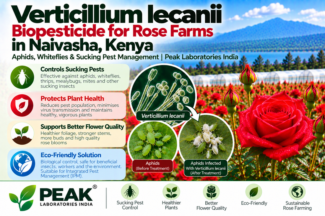 Verticillium lecanii Biopesticide for Rose Farms in Naivasha, Kenya | Aphids, Whiteflies & Sucking Pest Management | Peak Laboratories India