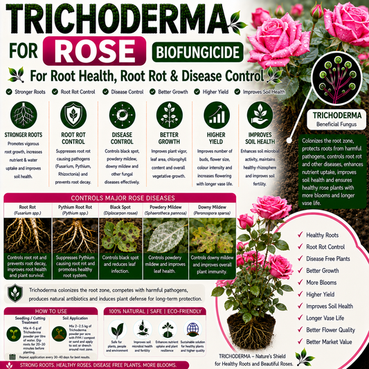 Trichoderma for Rose: Natural Biofungicide for Root Rot, Collar Rot Control & Better Flower Yield
