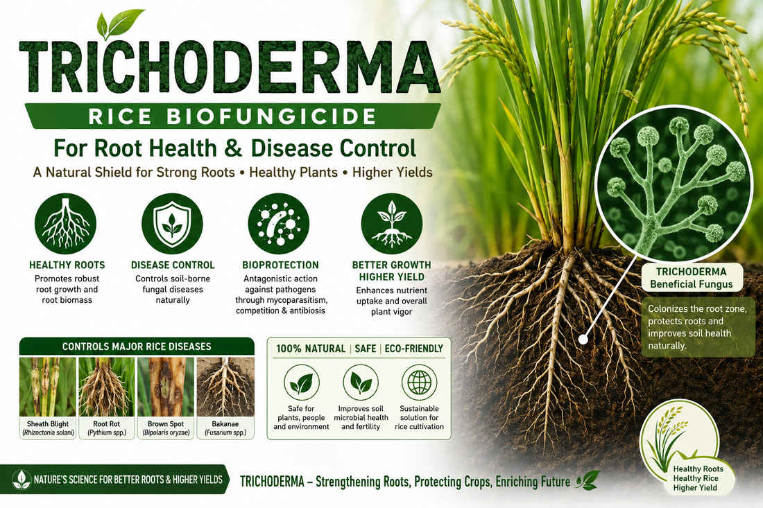 Trichoderma for Rice (Paddy): Natural Biofungicide for Root Rot, Sheath Blight & Healthy Crop Growth