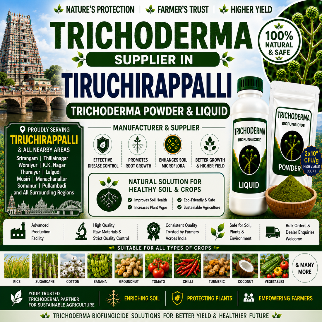 Trichoderma Supplier in Tiruchirappalli | Premium Biofungicide Manufacturer & Bulk Supplier