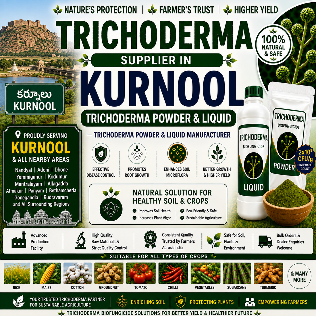 Trichoderma Supplier in Kurnool | Premium Biofungicide Manufacturer & Bulk Supplier