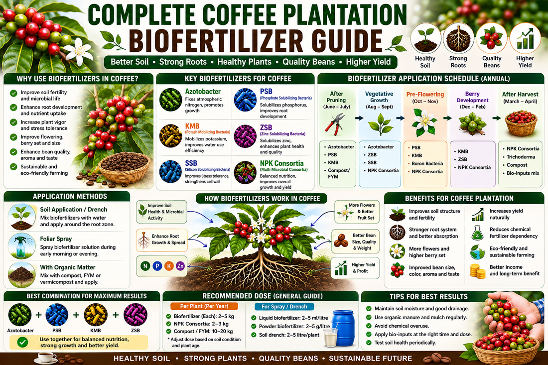 Complete Coffee Plantation Biofertilizer Guide: Best Biofertilizers for Higher Yield & Better Bean Quality