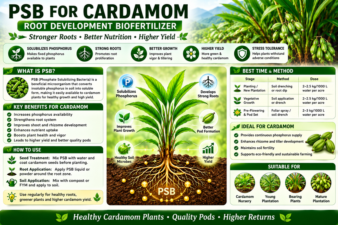 PSB for Cardamom Root Development & Better Capsule Yield Naturally