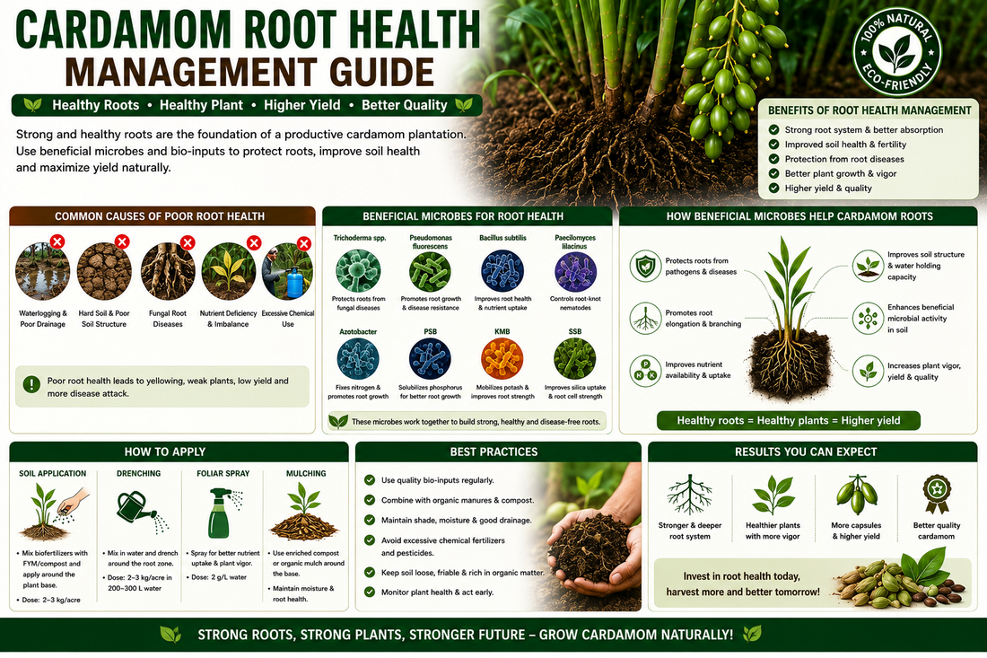 Cardamom Root Health Management with Biofertilizers & Biofungicides