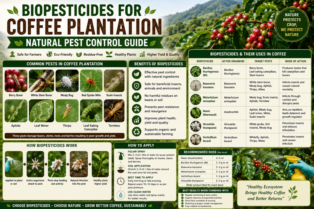 Biopesticides for Coffee Pest Control: Natural Management of Coffee Berry Borer, Stem Borer and Sucking Pests