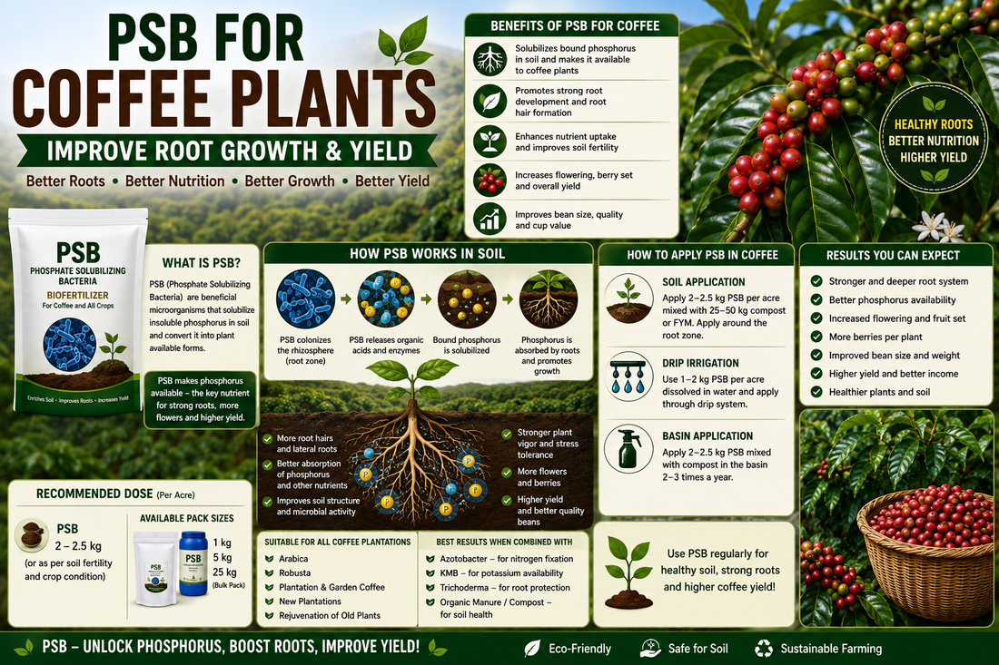 How PSB Benefits Coffee Plants: Improve Root Growth, Flowering & Coffee Yield Naturally