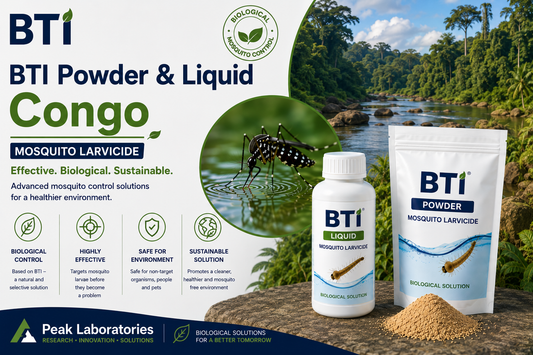 BTI Powder & Liquid Congo-Brazzaville | Biological Mosquito Larvicide Supplier | Peak Laboratories