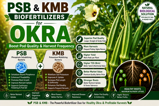 Supercharging Okra Yields: How PSB & KMB Biofertilizers Drive Flower Retention, Tender Pod Elongation, and Pick Frequency