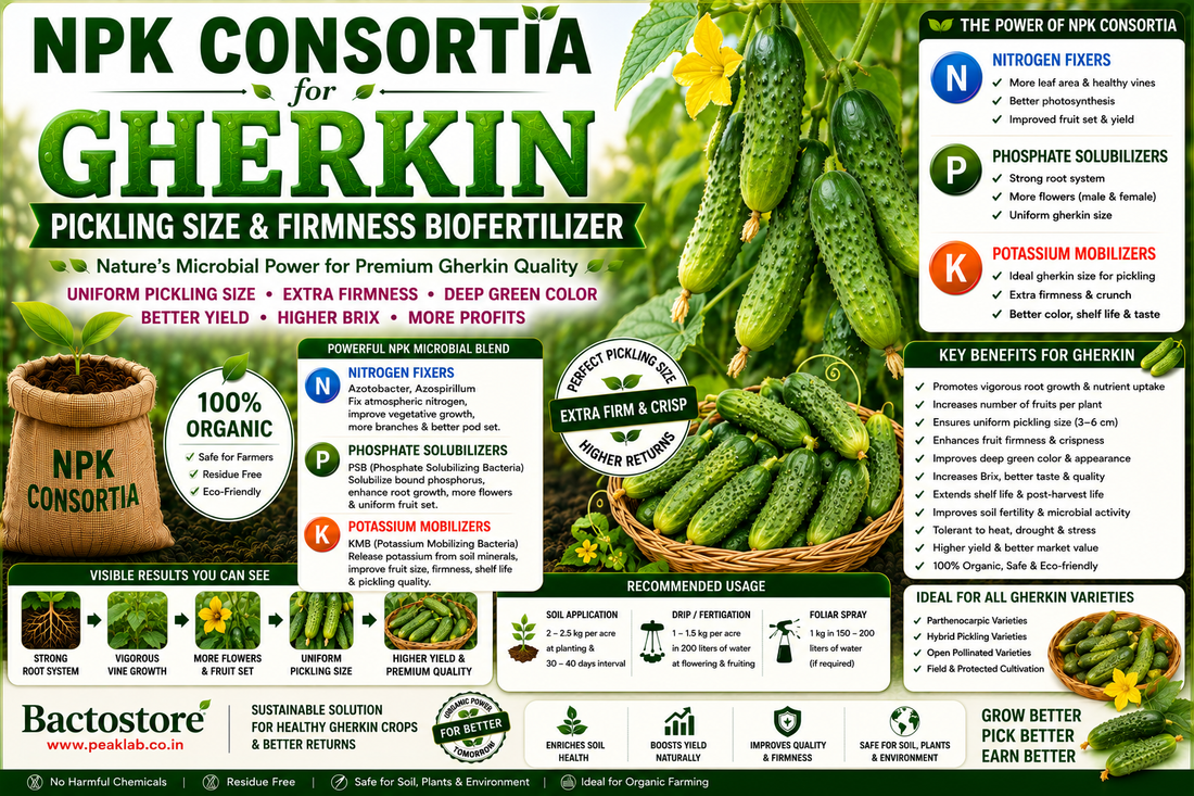 Maximizing Pickling Fruit Uniformity, Firmness, L/D Ratio, and Crispness in Export Gherkins via High-CFU NPK Bio-Consortia Soil Fertigation