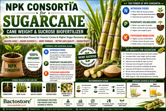 Maximizing Cane Girth, Internode Length, Sucrose Recovery Rate (CCS%), and Jaggery Export Grade via High-CFU NPK Bio-Consortia Drip Fertigation & Sett Treatment