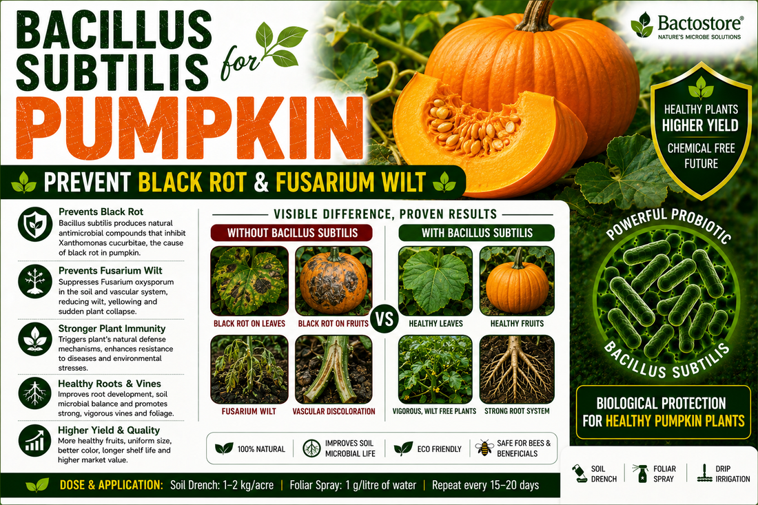 Suppressing Pumpkin Black Rot, Fusarium Wilt, and Powdery Mildew with Bacillus subtilis