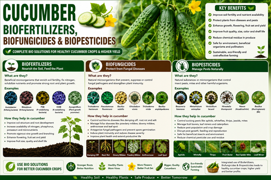 Cucumber Biofertilizers, Biofungicides & Biopesticides for Higher Yield, Fruit Quality and Sustainable Cultivation