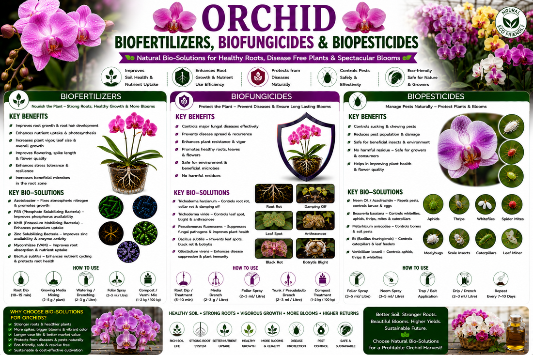 Orchid Biofertilizers, Biofungicides & Biopesticides for Healthy Roots, Premium Blooms and Sustainable Orchid Cultivation