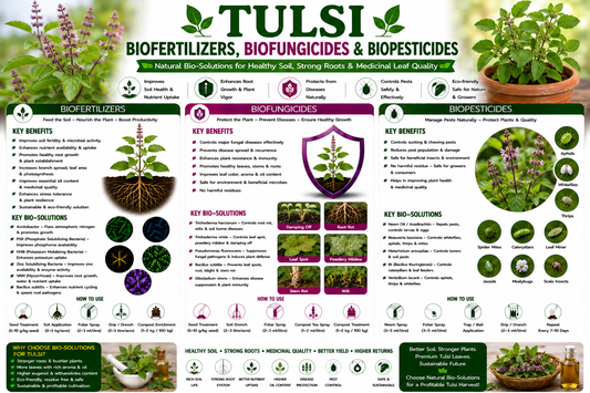 Tulsi (Holy Basil) Biofertilizers, Biofungicides & Biopesticides for Higher Leaf Yield, Essential Oil Content and Sustainable Cultivation