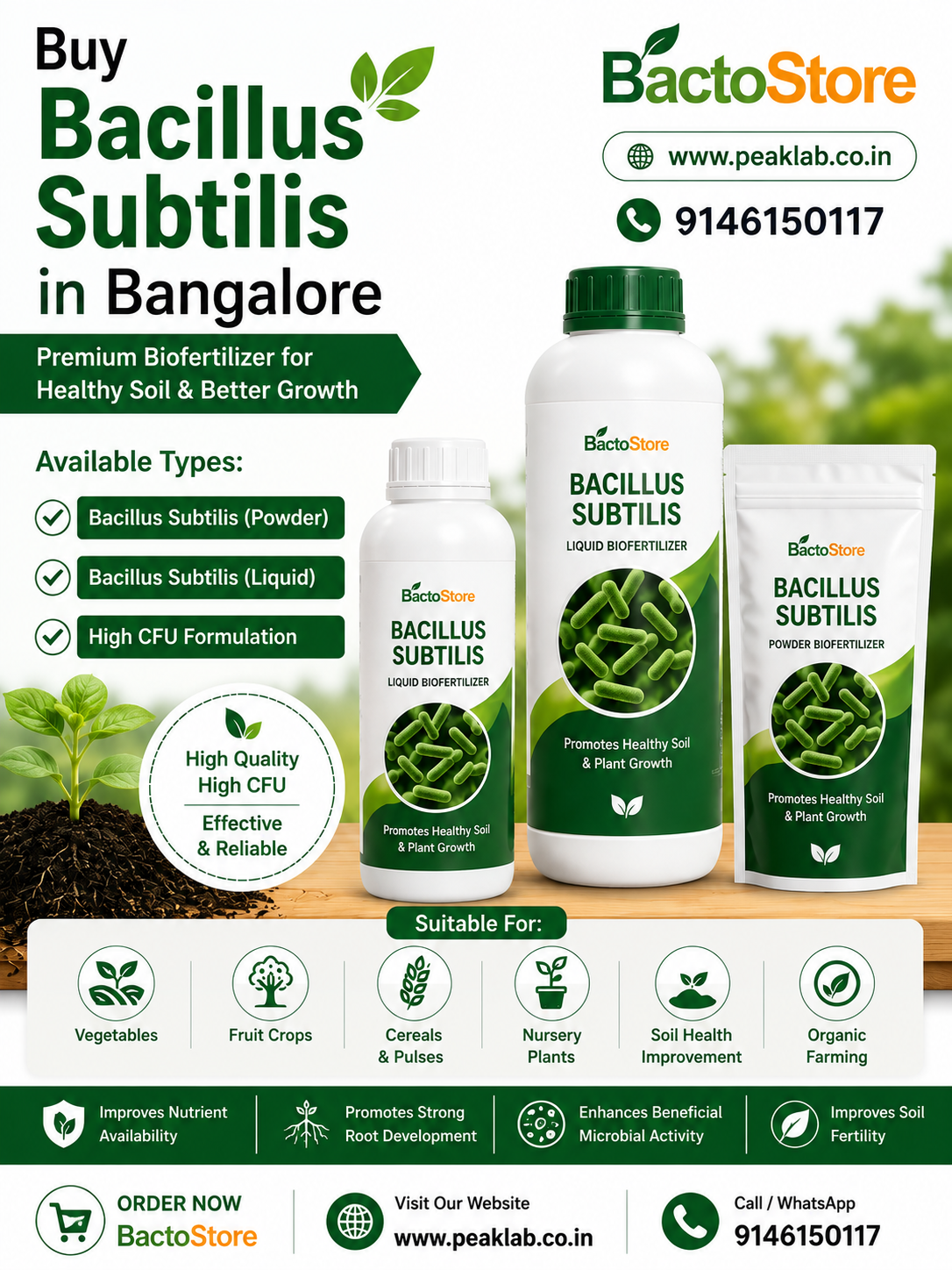 Buy Bacillus Subtilis in Bangalore | Liquid & Powder Agricultural Microbes – Bactostore