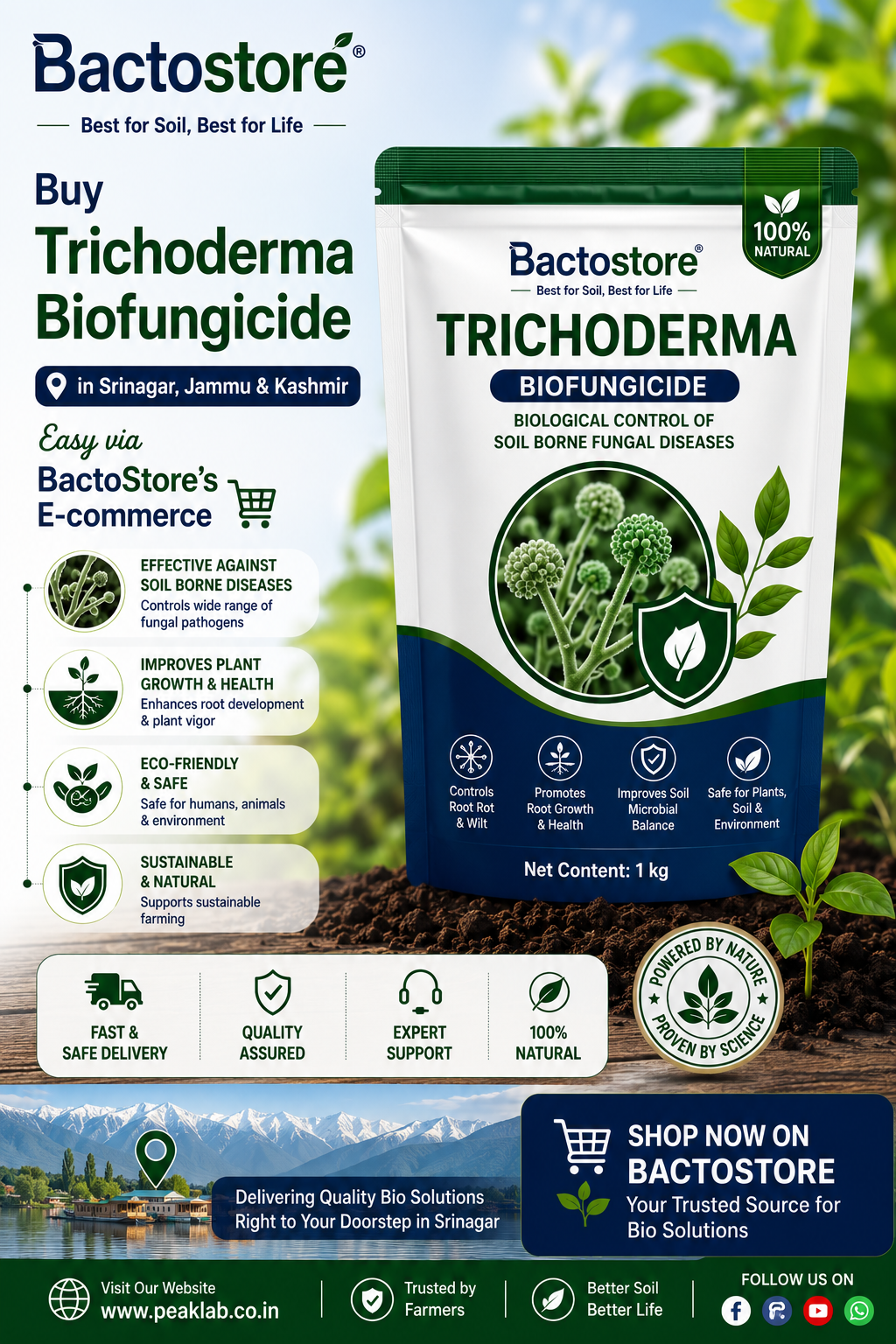 Buy Trichoderma Biofungicide in Srinagar – Easy via BactoStore’s E-commerce