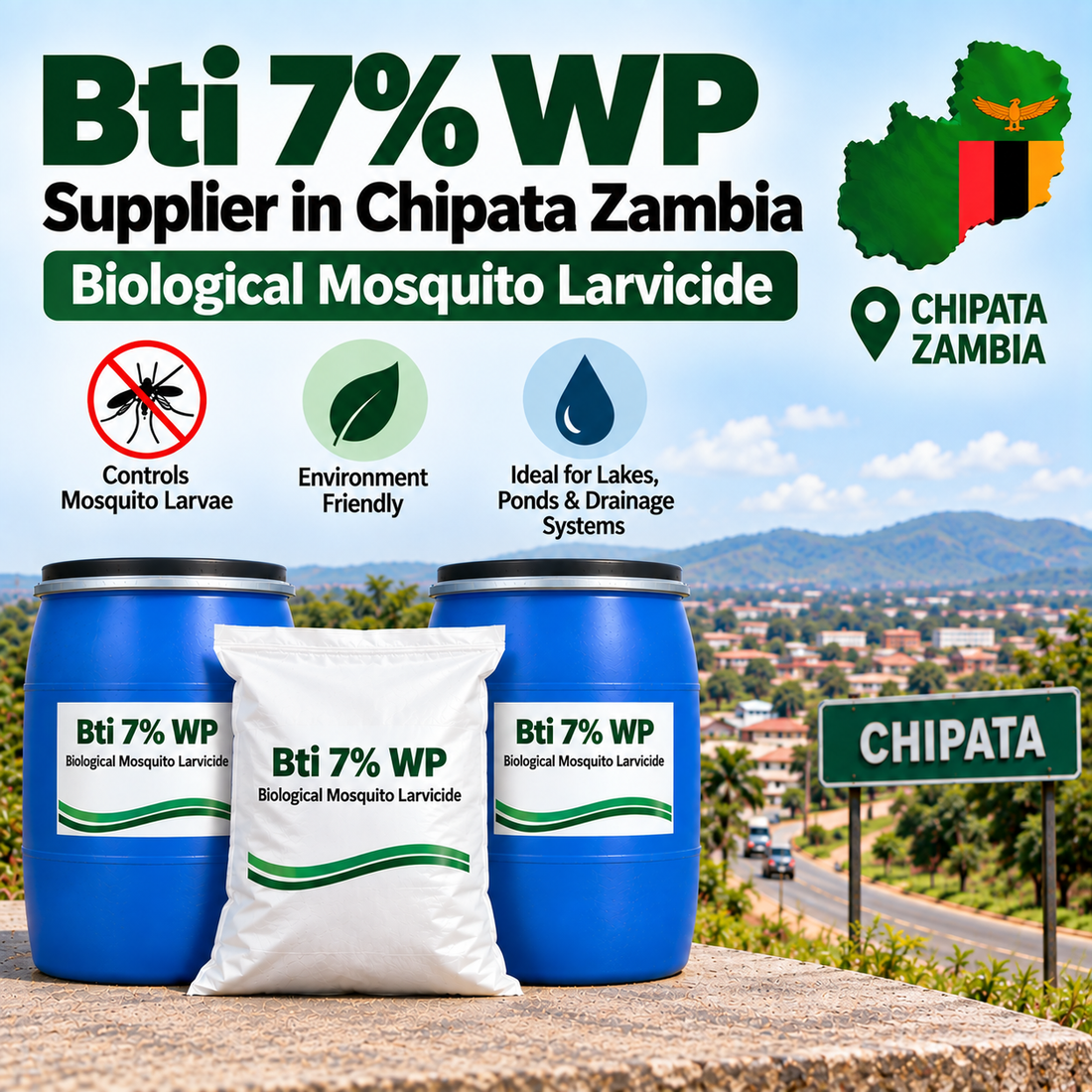 Bti 7% WP Supplier in Chipata Zambia | Biological Mosquito Larvicide