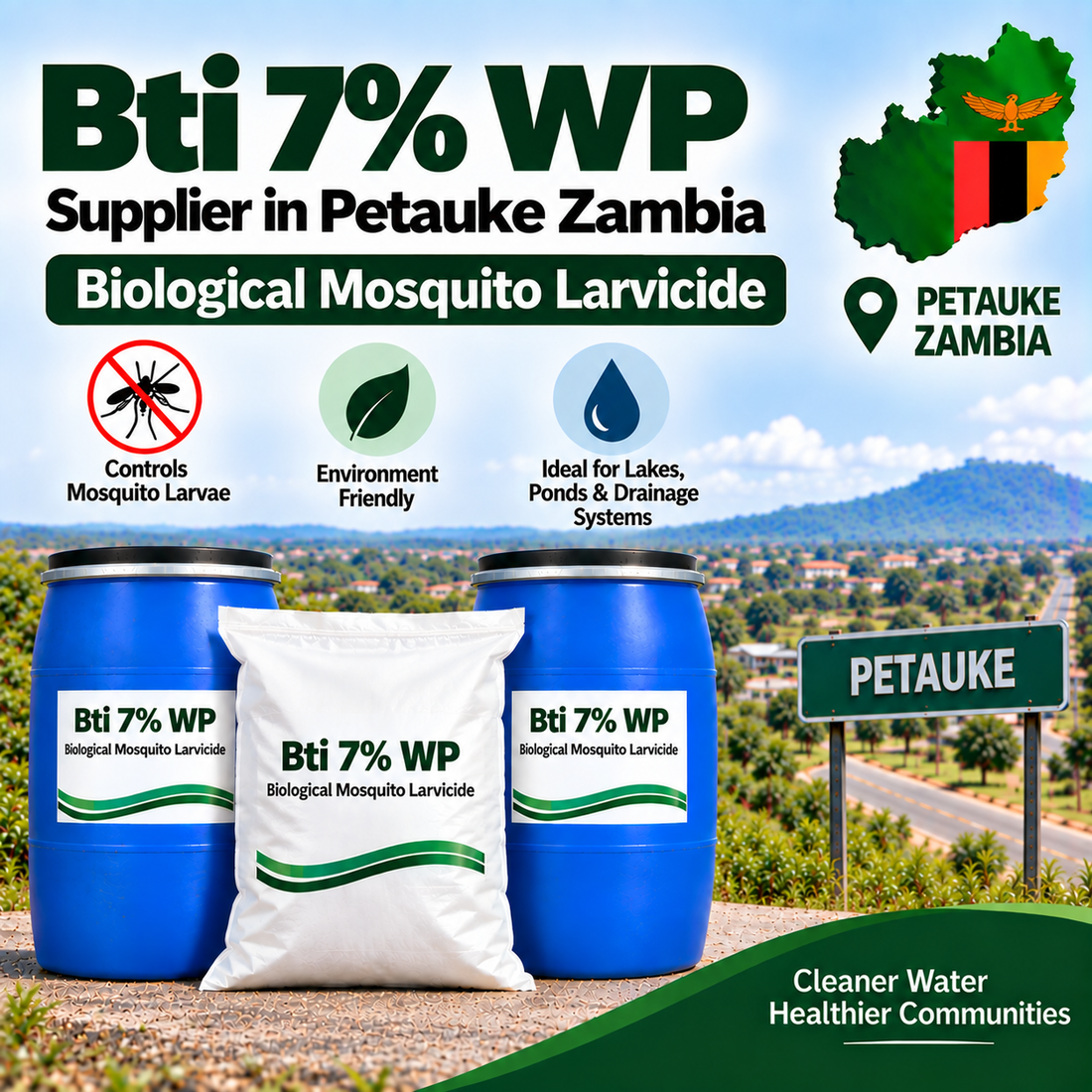 Bti 7% WP Supplier in Petauke Zambia | Biological Mosquito Larvicide