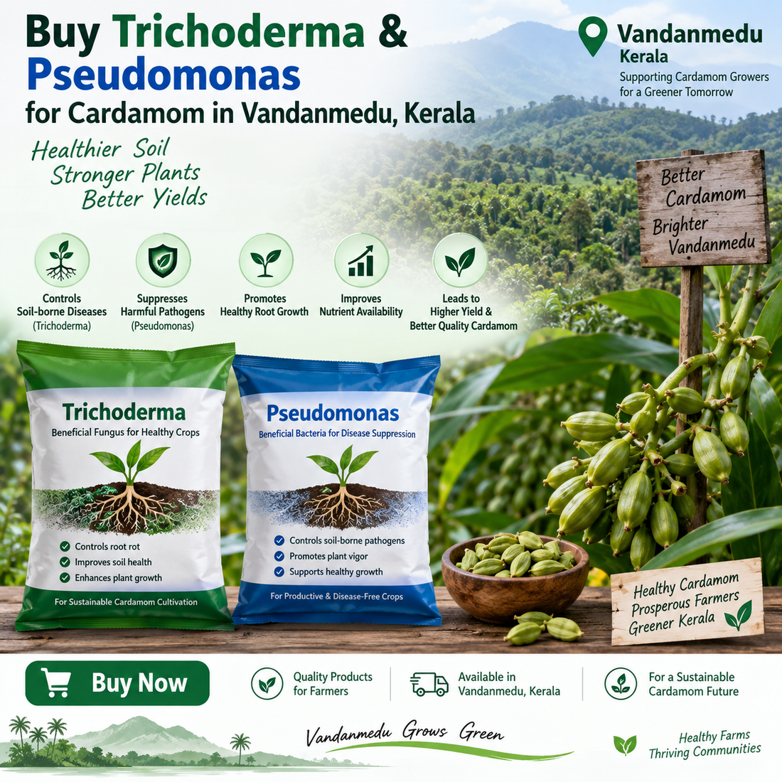 Buy Trichoderma & Pseudomonas for Cardamom in Vandanmedu, Kerala