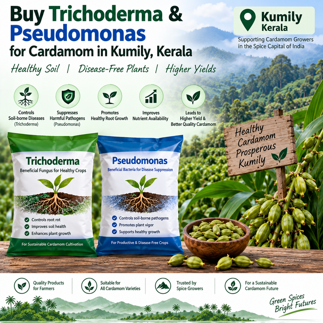 Buy Trichoderma & Pseudomonas for Cardamom in Kumily, Kerala