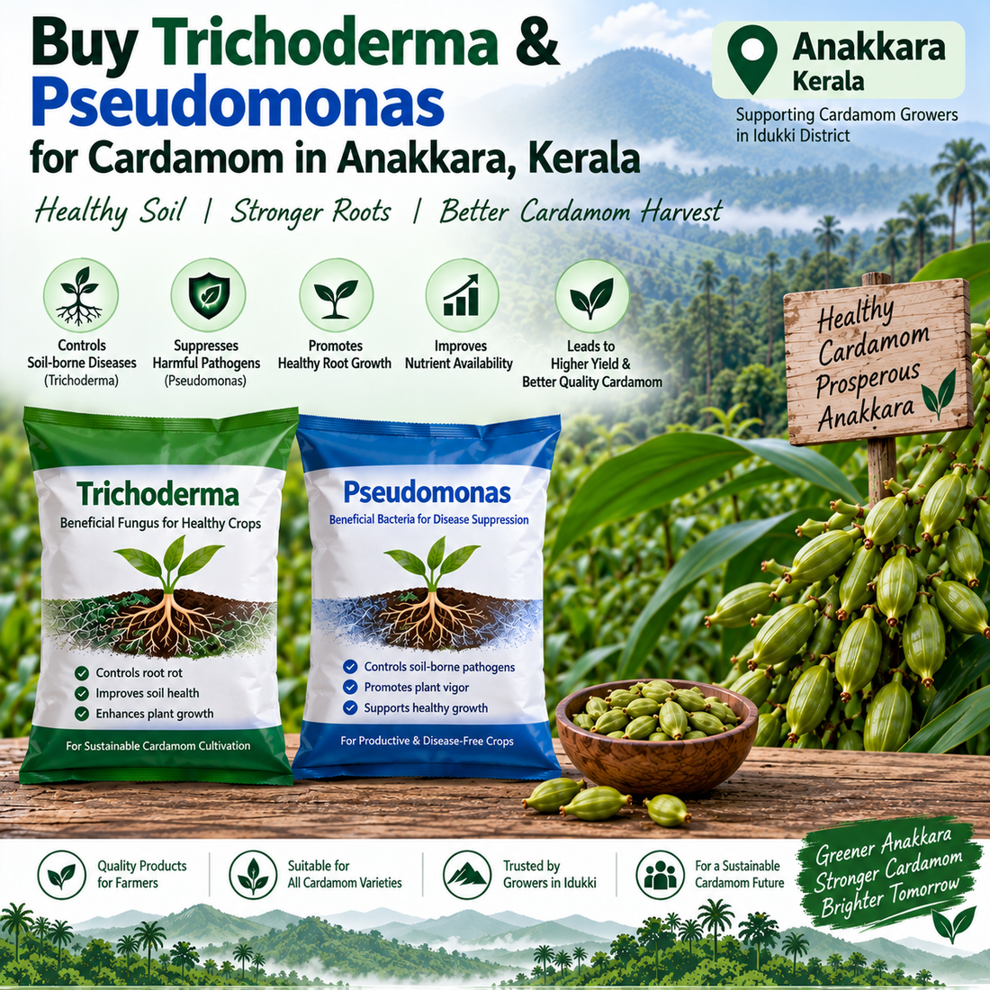 Buy Trichoderma & Pseudomonas for Cardamom in Anakkara, Kerala