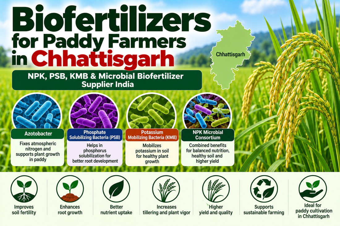 Biofertilizers for Paddy Farmers in Chhattisgarh | NPK, PSB, KMB & Microbial Biofertilizer Supplier India