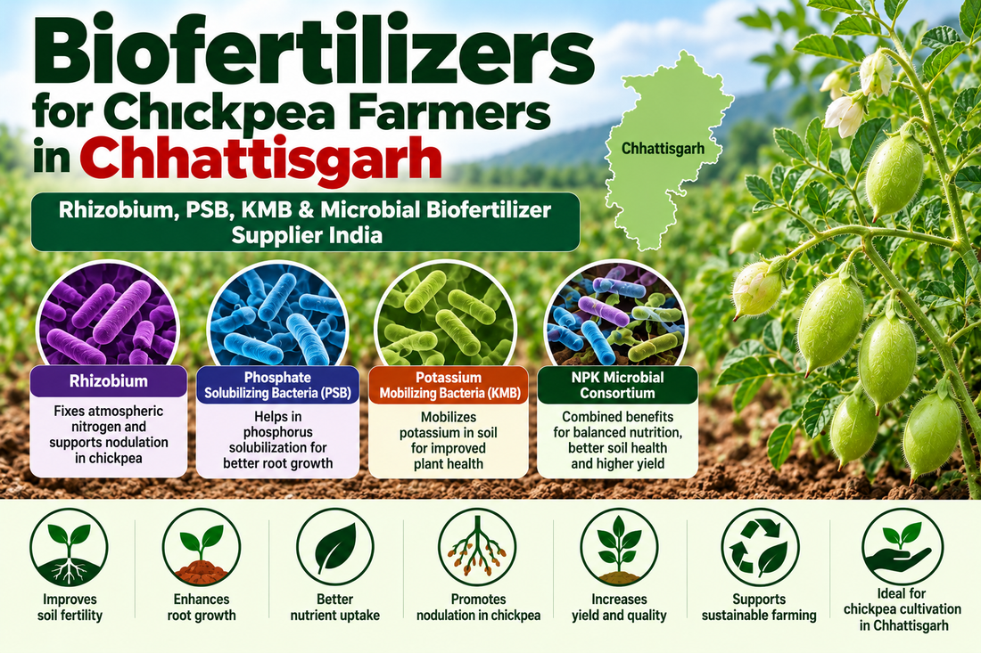 Biofertilizers for Chickpea Farmers in Chhattisgarh | Rhizobium, PSB, KMB & Microbial Biofertilizer Supplier India