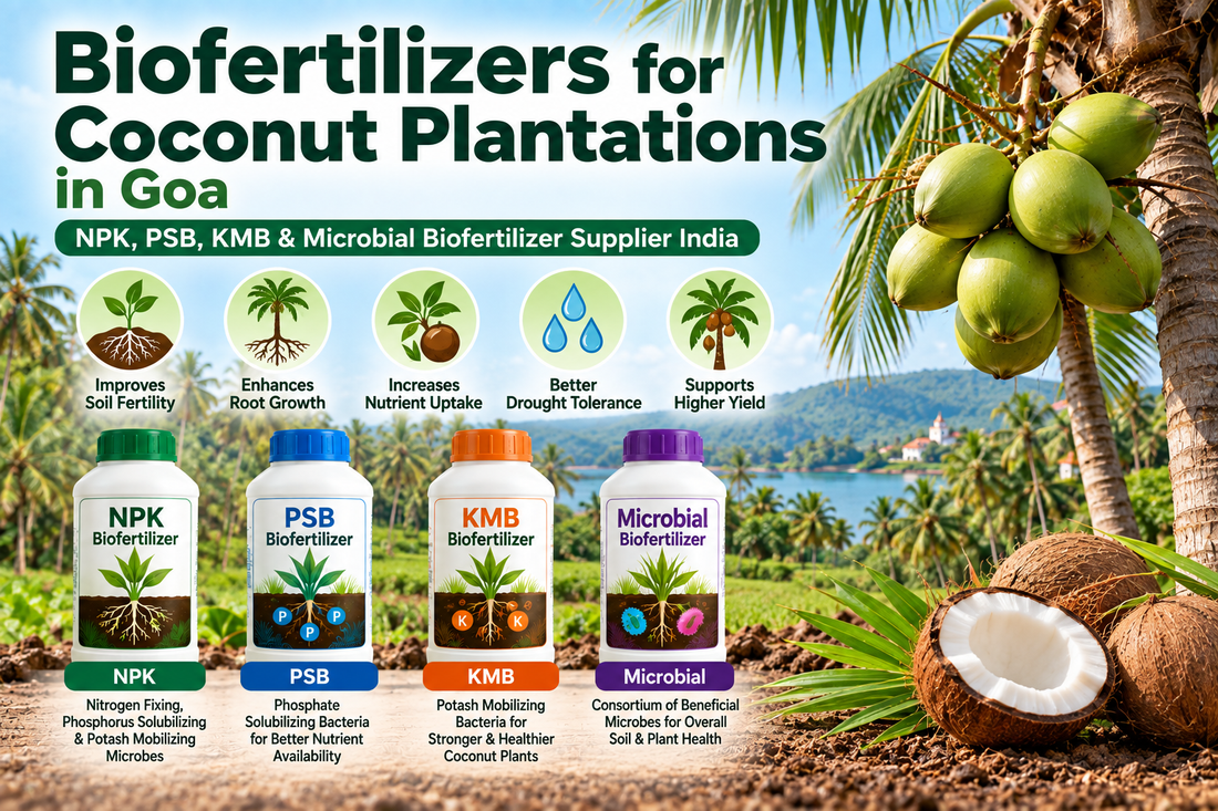 Biofertilizers for Coconut Plantations in Goa | NPK, PSB, KMB & Microbial Biofertilizer Supplier India