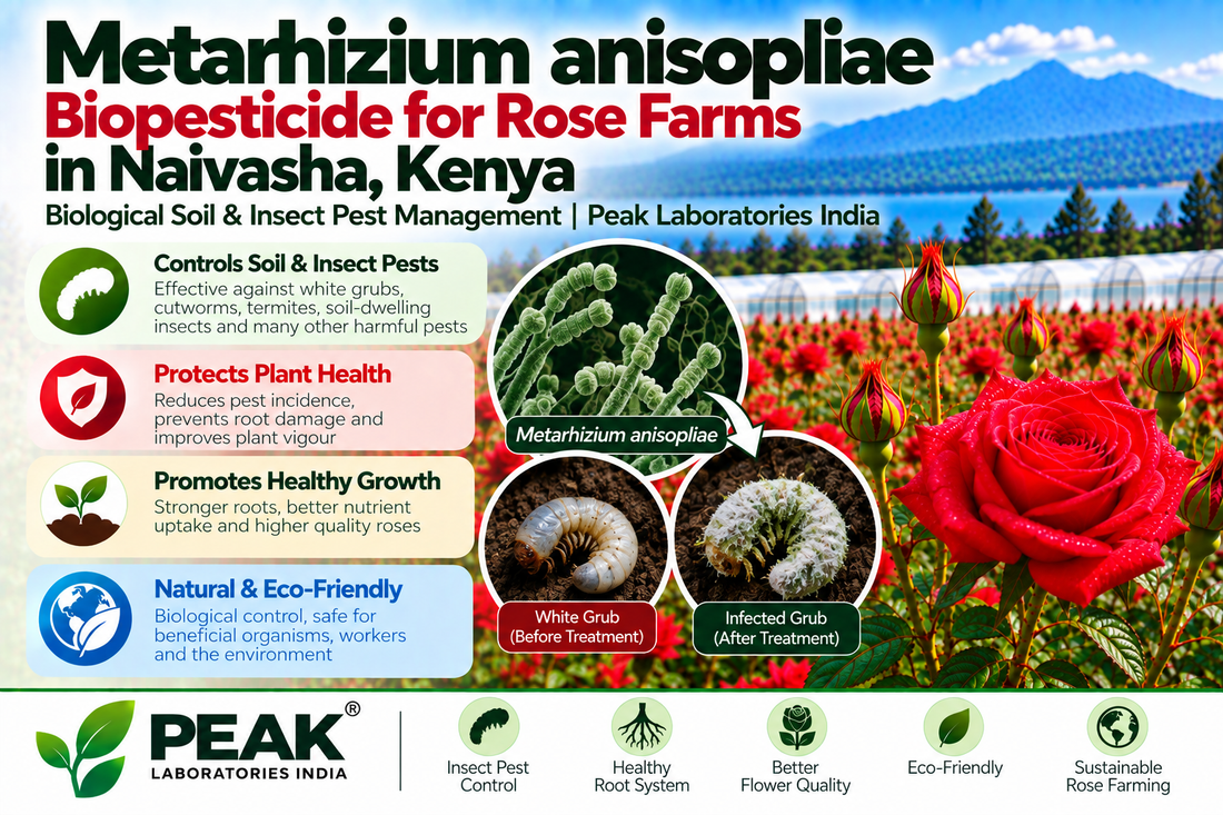 Metarhizium anisopliae Biopesticide for Rose Farms in Naivasha, Kenya | Biological Soil & Insect Pest Management | Peak Laboratories India